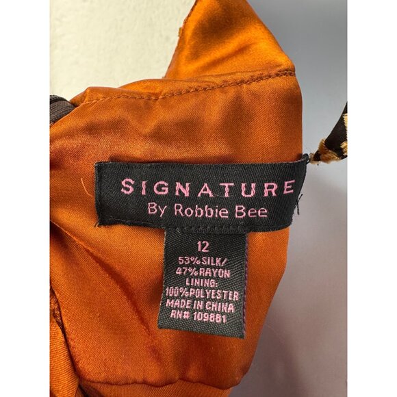 VTG Signature By Robbie Bee brown Floral Halter Dress 12 Silk Blend whimsy goth - Picture 4 of 10